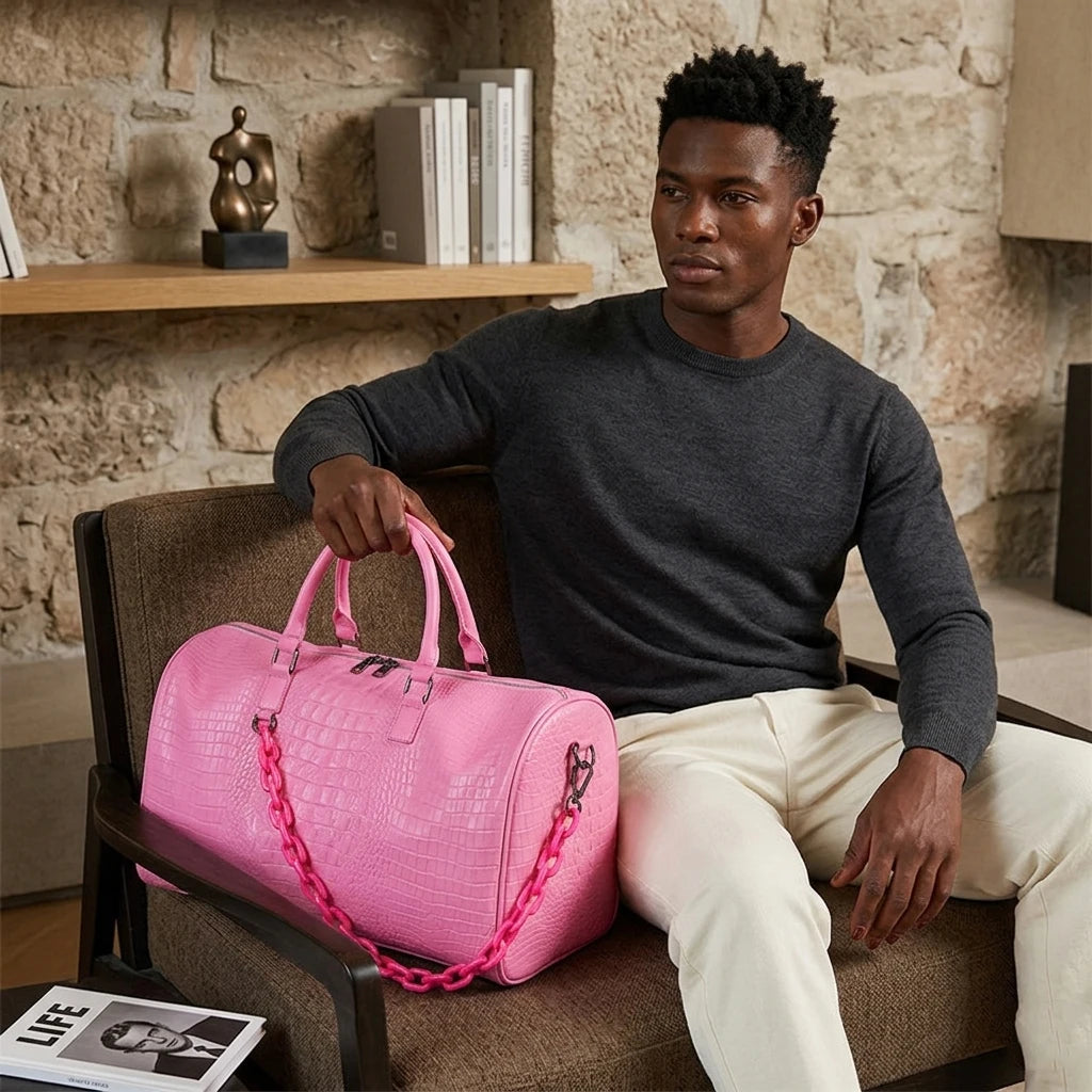 Crocodile Grain Large Capacity Travel Duffle Bag