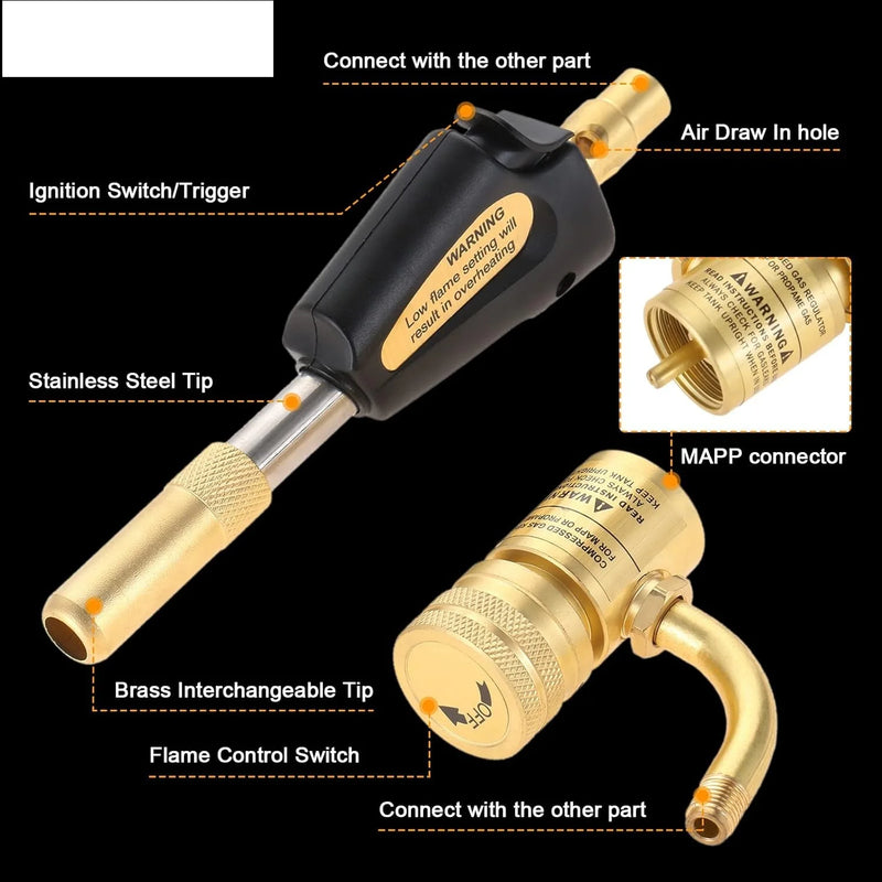 Adjustable Turbo Torch with Self-Ignition Trigger