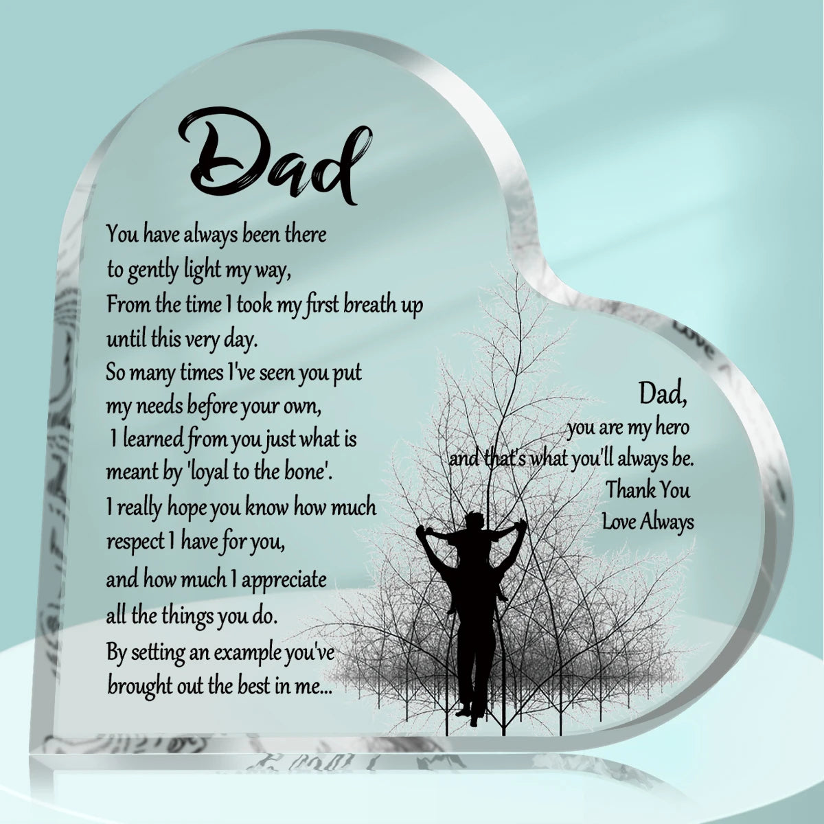 Heart-Shaped Acrylic Keepsake Plaque for Dad
