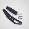 A set of black CNC aluminum foot pegs, a black grip, and mounting hardware for electric dirt bikes.