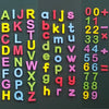 A magnetic alphabet learning set featuring colorful letters arranged in rows for educational purposes.