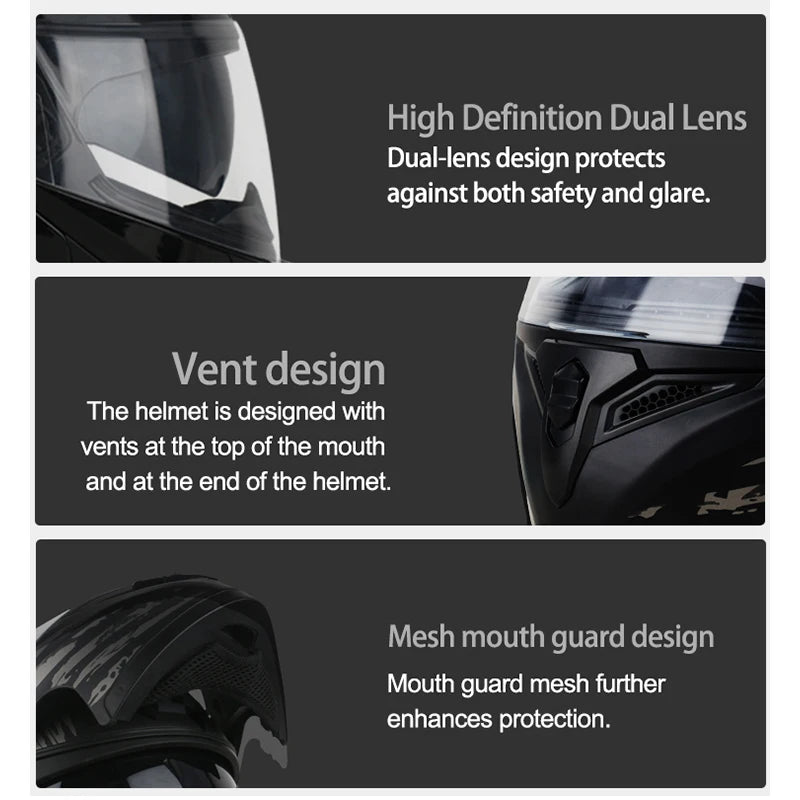 Modular Flip-Up Motorcycle Helmet with Removable Chin Guard