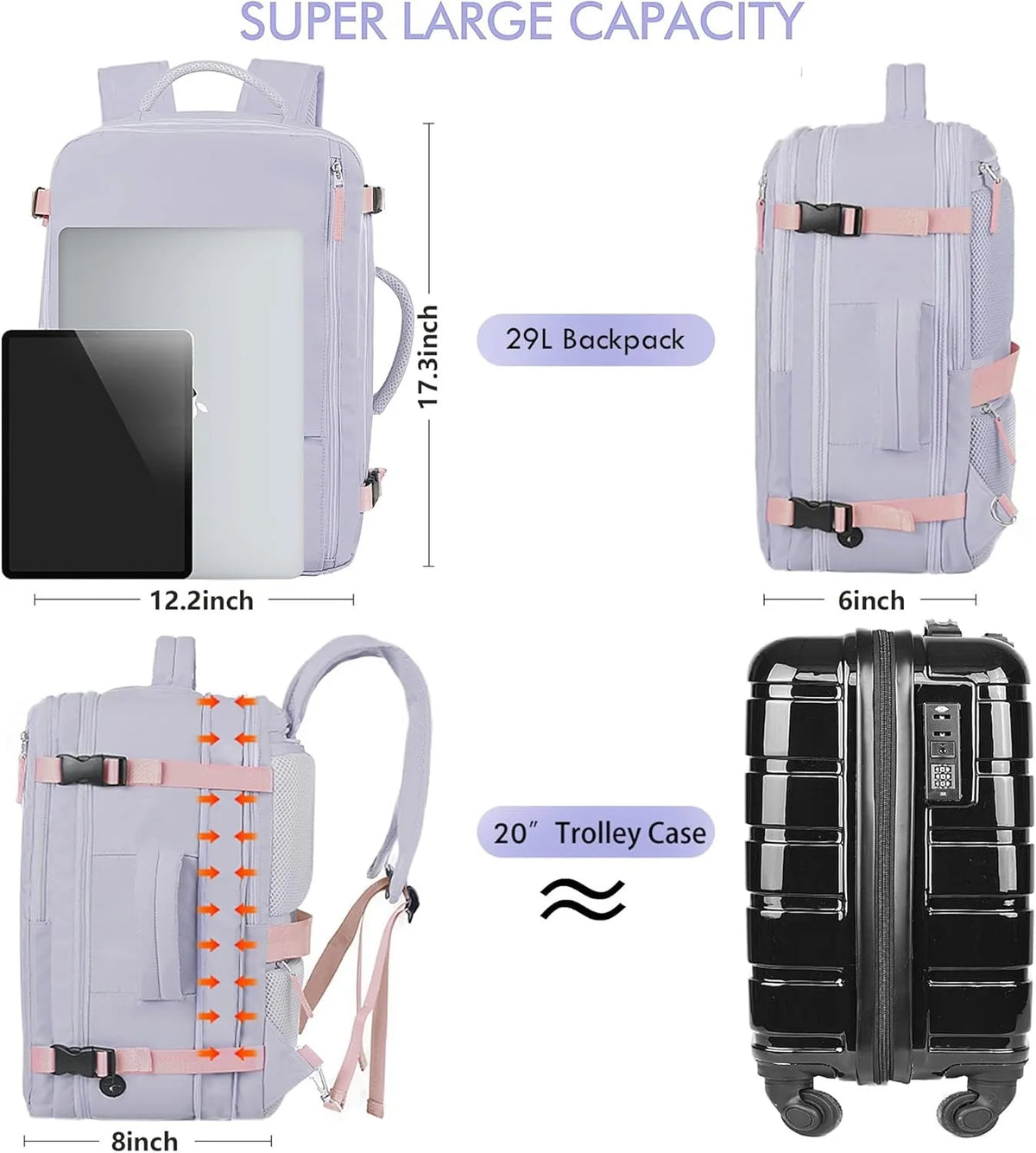Large-Capacity Travel Laptop Backpack for Men and Women