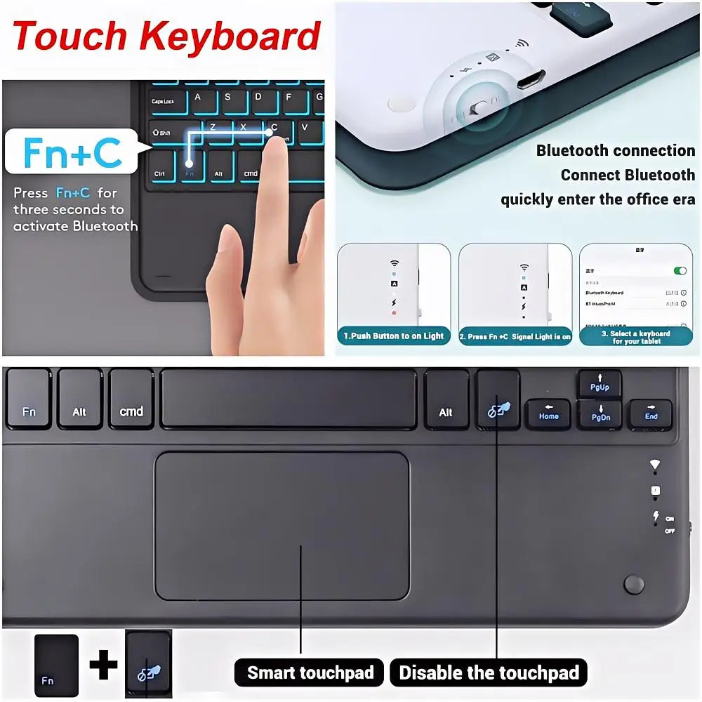 Detachable Keyboard Case for iPad 10th Gen and iPad 11th Gen (A16)