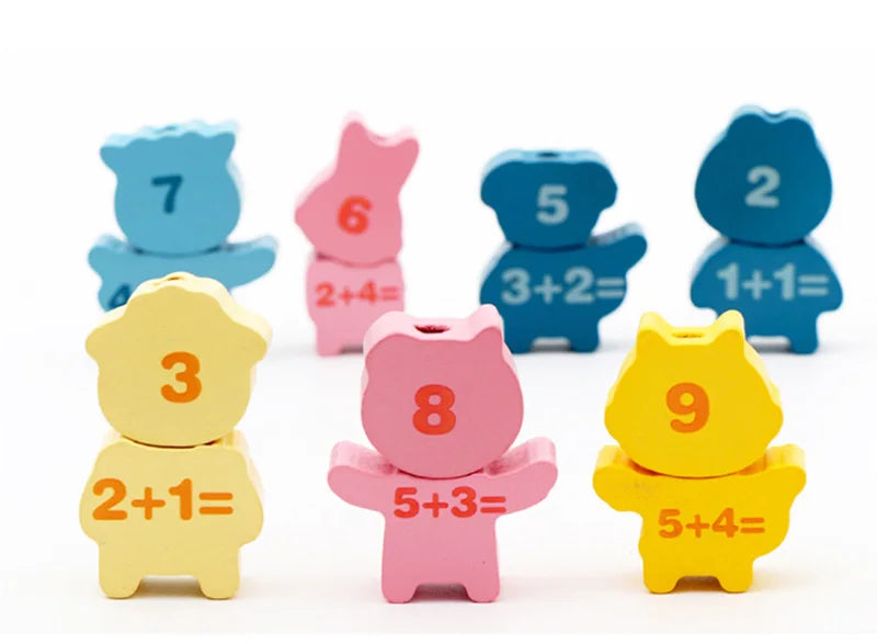 Wooden Lacing Beads Set for Kids with Animal, Fruit, Letter & Number Shapes