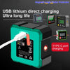A digital angle finder with a magnetic base and LCD display, showing USB direct charging capability.