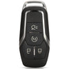 A black Ford smart key replacement shell with a silver blade and two buttons.