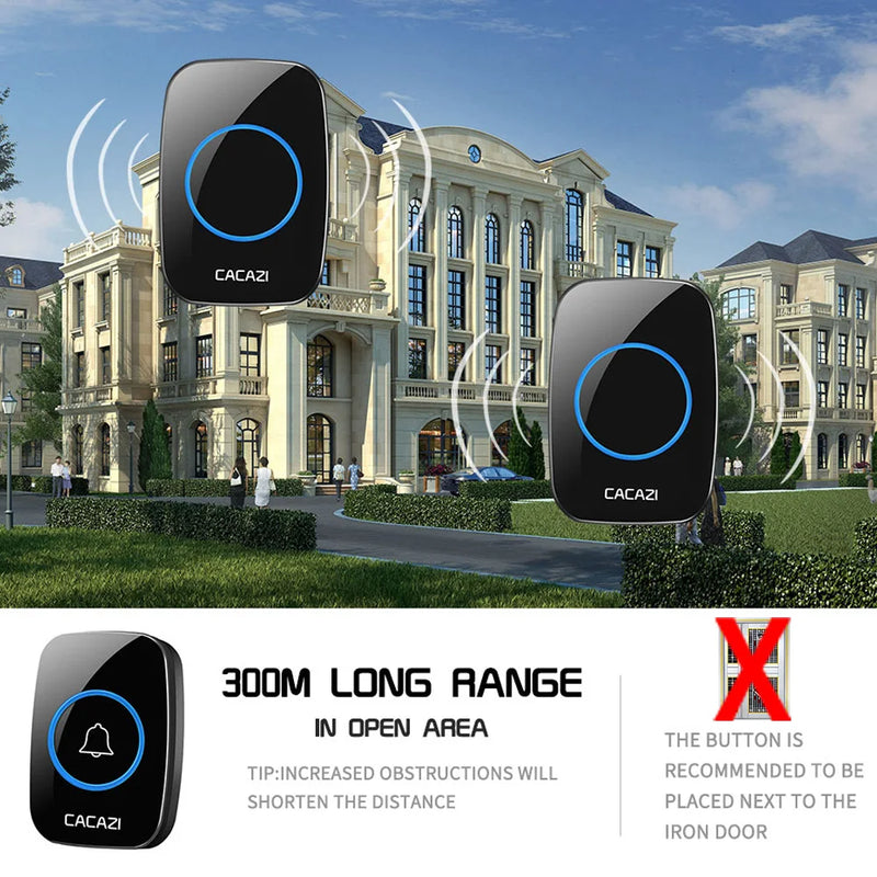 Wireless Doorbell with Long Range and Waterproof Design