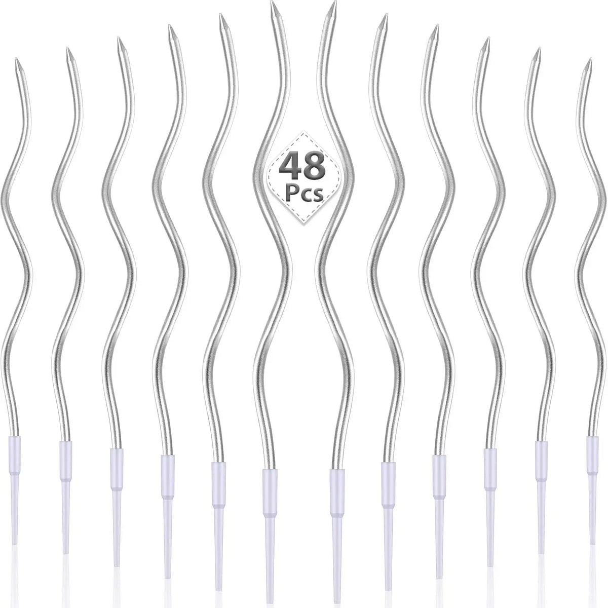 Spiral Birthday Cake Candles, Set of 6 Long Thin Decorative Candles for Cakes and Desserts