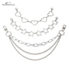 Silver multi-layer chain strap featuring heart and star pendant charms
