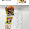 A set of Wipe Pom party guessing cards and plastic rings for a game