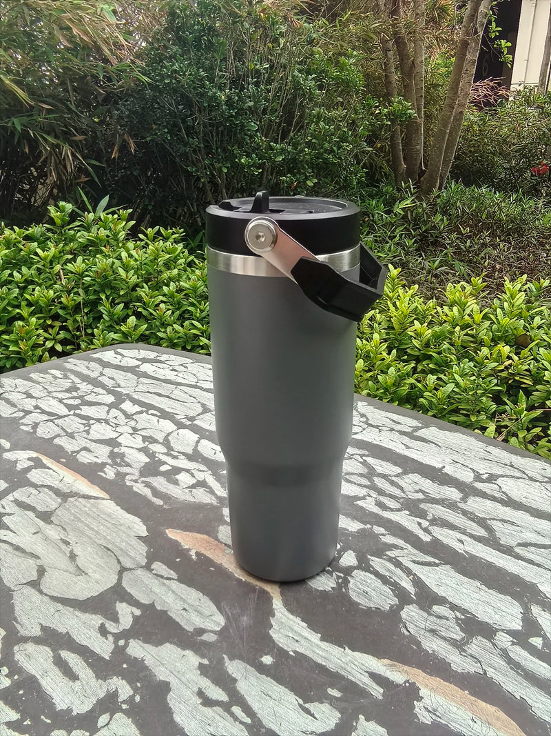30oz Stainless Steel Vacuum Insulated Tumbler with Handle and Straw