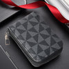 Men's PU Leather Card Holder with Geometric Pattern and Zipper Closure
