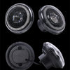 A set of 7-inch round LED headlights with DRL halo and amber turn signals shown in various views.