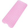 Pink extra long non-slip bathtub mat with suction cups