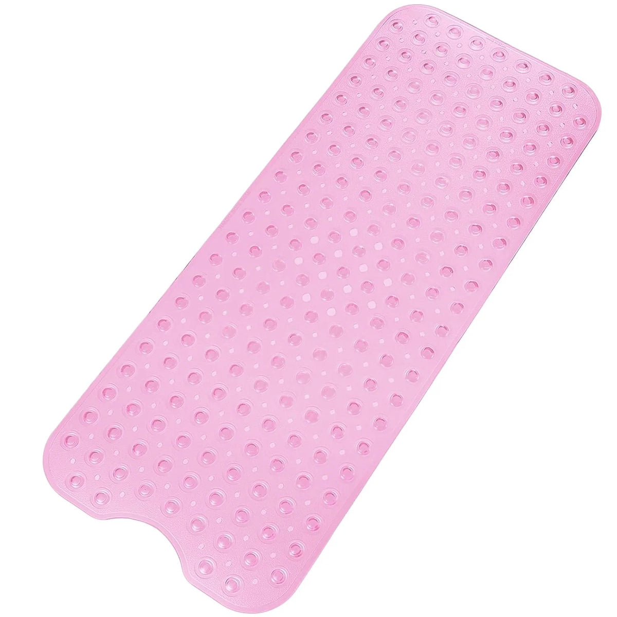 Pink extra long non-slip bathtub mat with suction cups