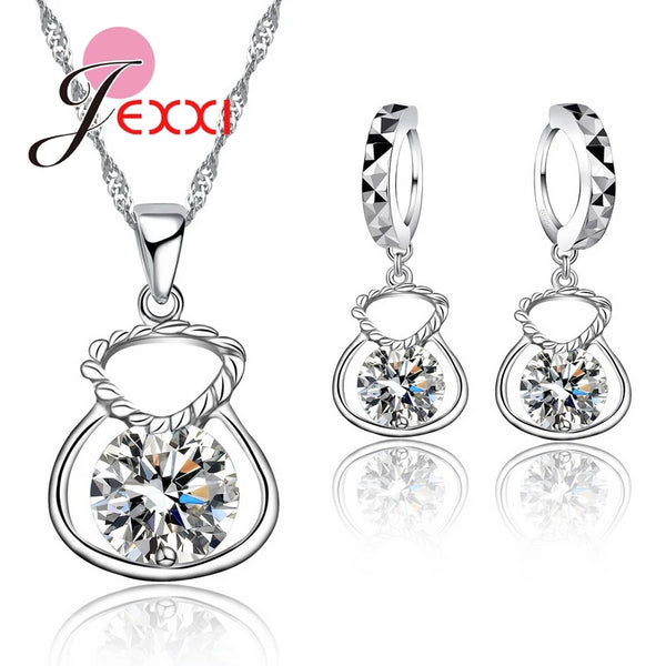 Rhinestone Jewelry Set with Necklace and Earrings