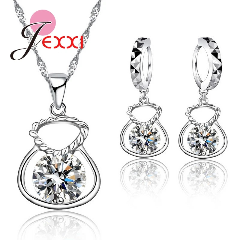Rhinestone Jewelry Set with Necklace and Earrings