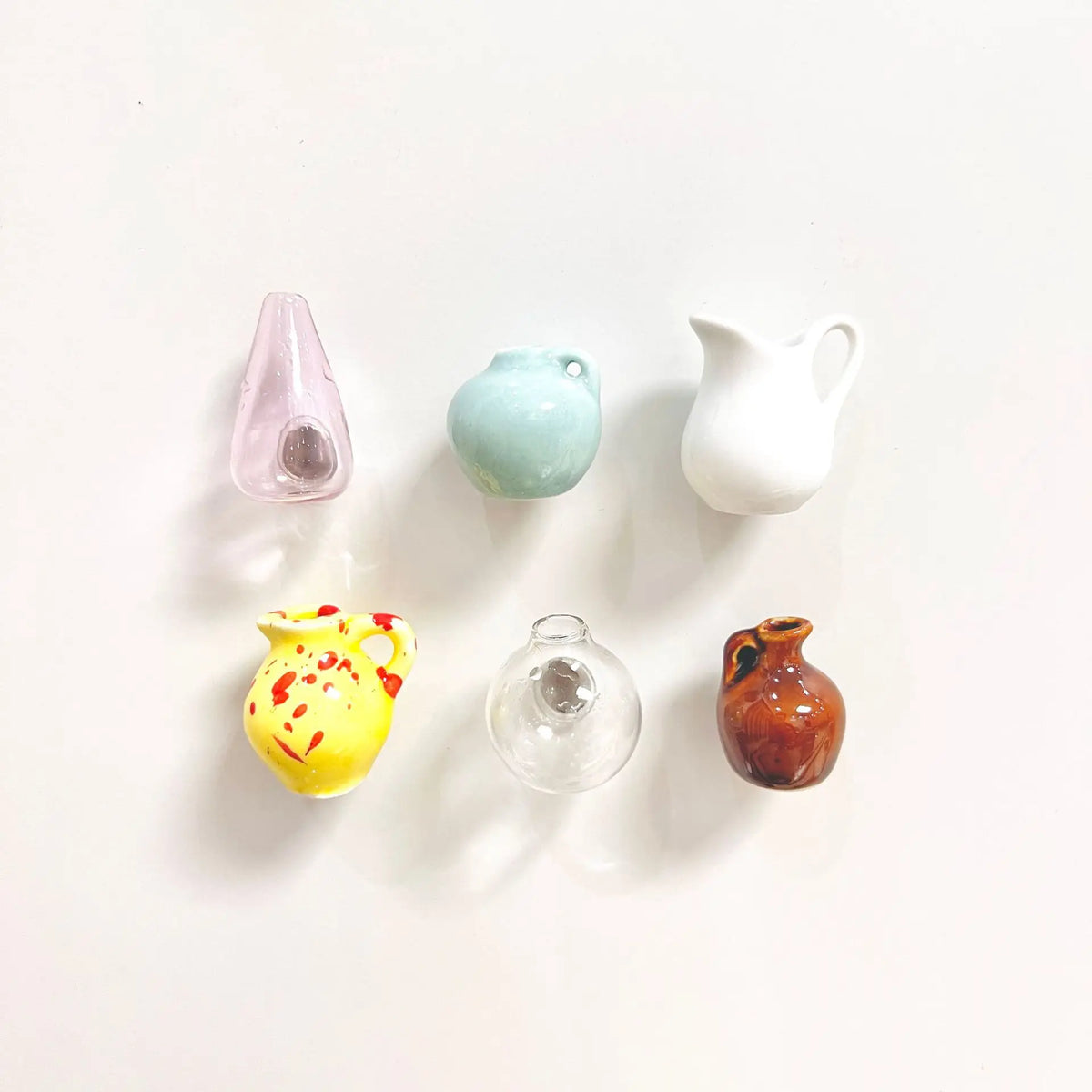 Mini Ceramic Vase Fridge Magnet with Artificial Flower Holder
