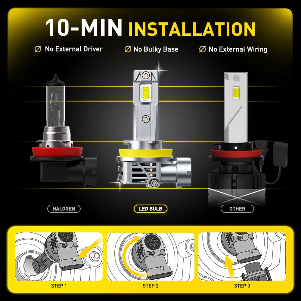 H11/H8 LED Headlight Bulbs – 30,000 Lumens, 6500K Cool White