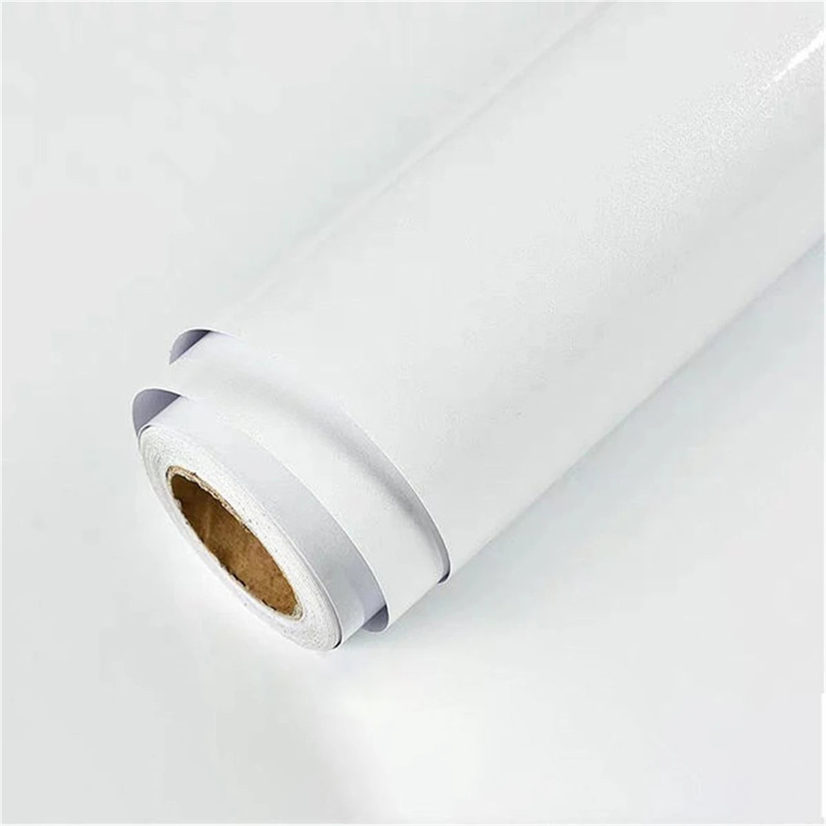 Roll of glossy self-adhesive vinyl wallpaper in white for waterproof home decor