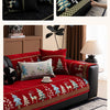 Festive Chenille Christmas Sofa Cover with Deer & Tree Pattern