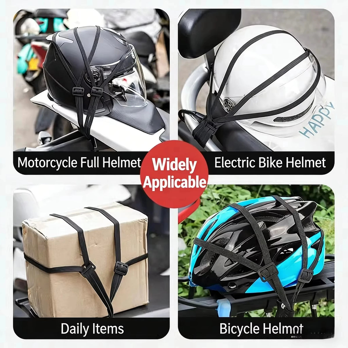 Heavy-Duty Motorcycle Luggage Strap with Elastic Helmet Net