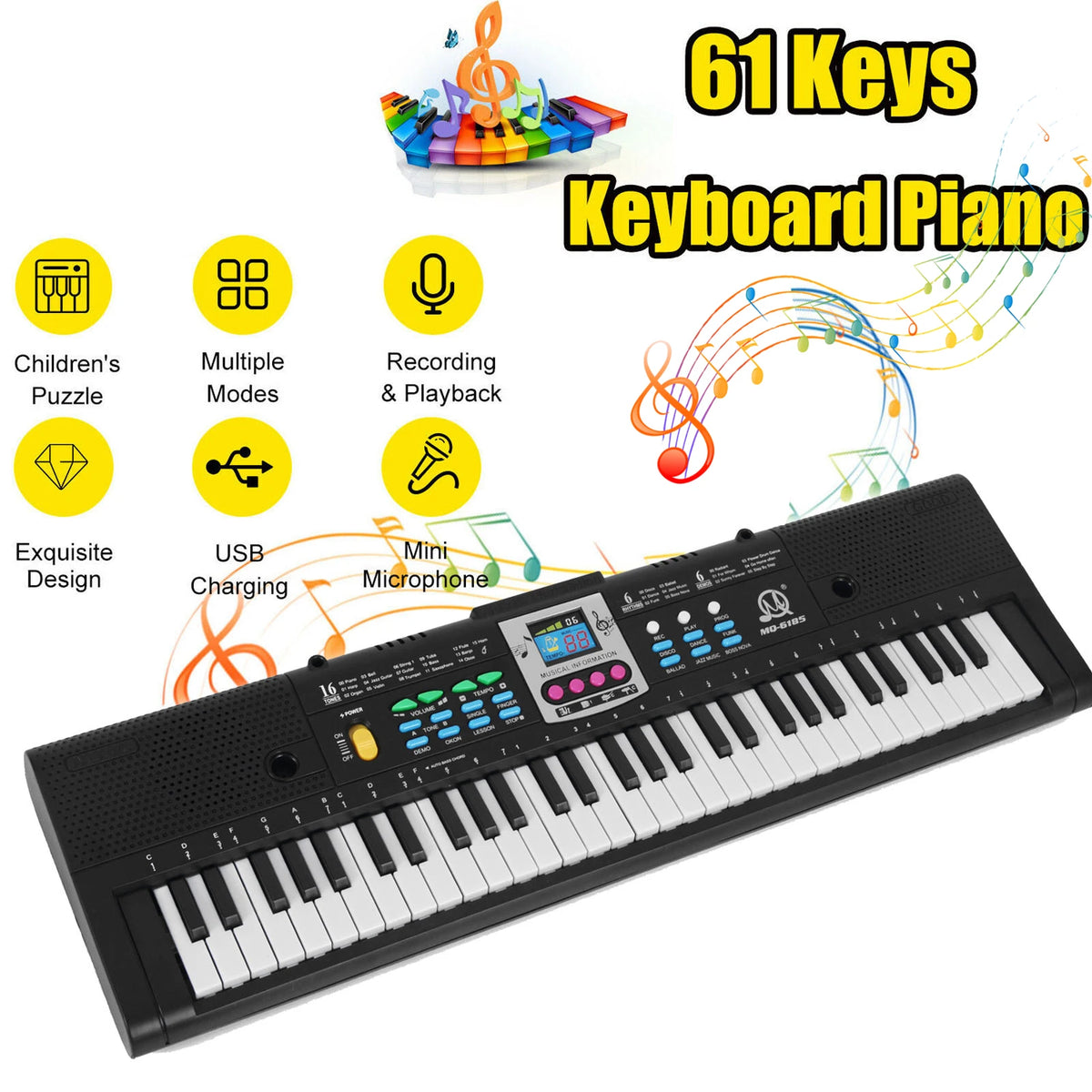 61-Key Electronic Keyboard Piano with Microphone for Beginners