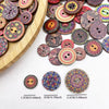 Vintage Wooden Buttons Assortment with Floral Designs