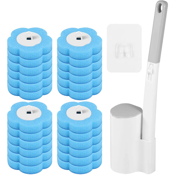 Wall-Mounted Disposable Toilet Brush with Replaceable Heads