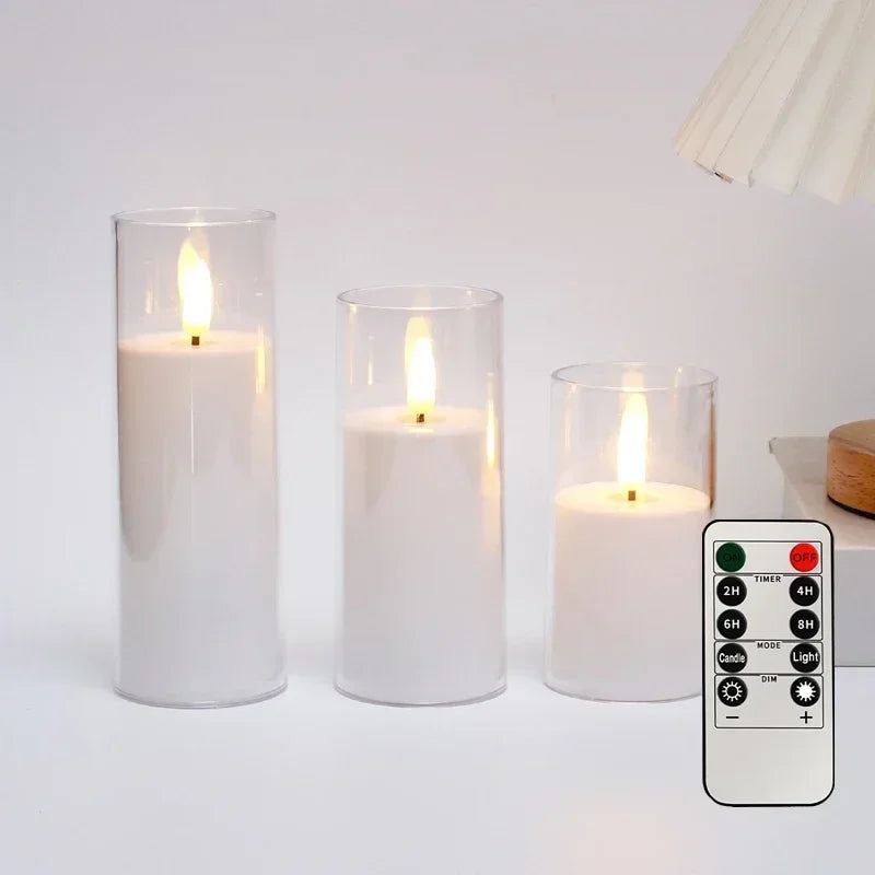 Set of 3 LED Flameless Candles with Remote and Timer