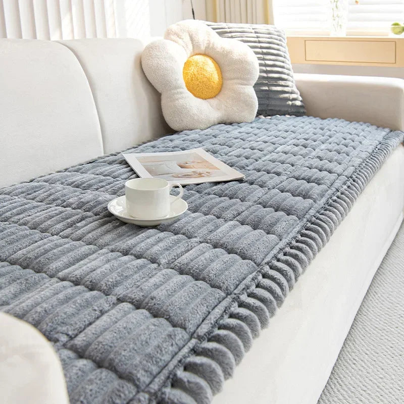 Soft Corduroy Sofa Cushion Cover with Non-Slip Backing