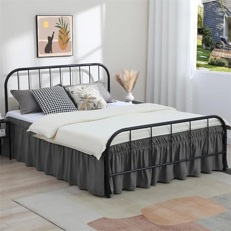 Ruffled Bed Skirt with Split Corners and Elastic Wrap