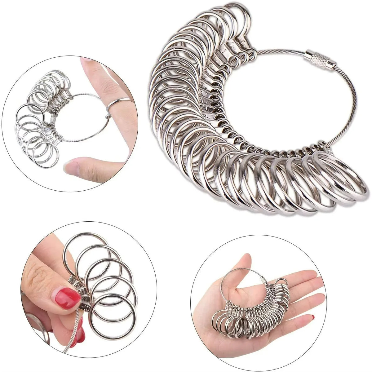Metal Ring Sizer Mandrel with Stainless Steel Gauge Set