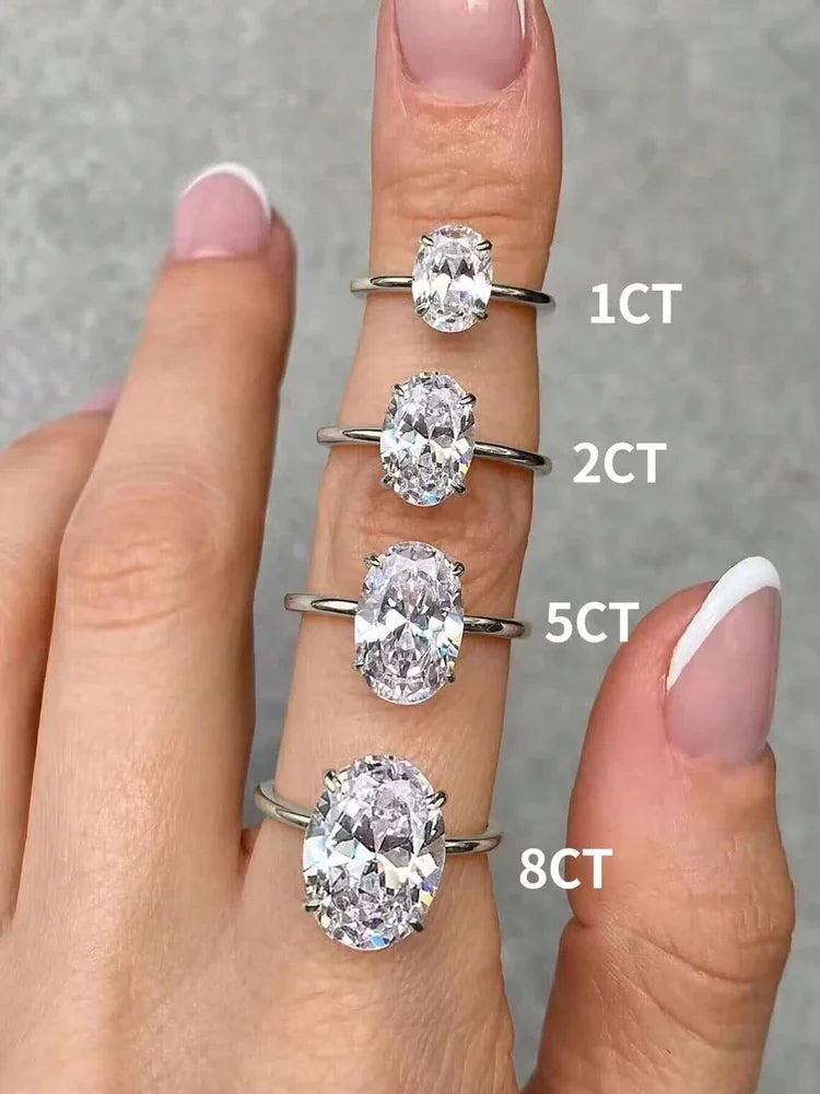 Oval Zircon Sterling Silver Ring