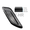 A black, textured Y-HR decorative hood scoop cover made of ABS material with UV coating and carbon fiber details.