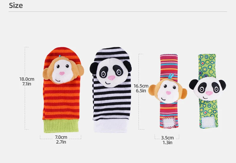Soft Plush Baby Rattle Wrist and Foot Socks Set for Newborns