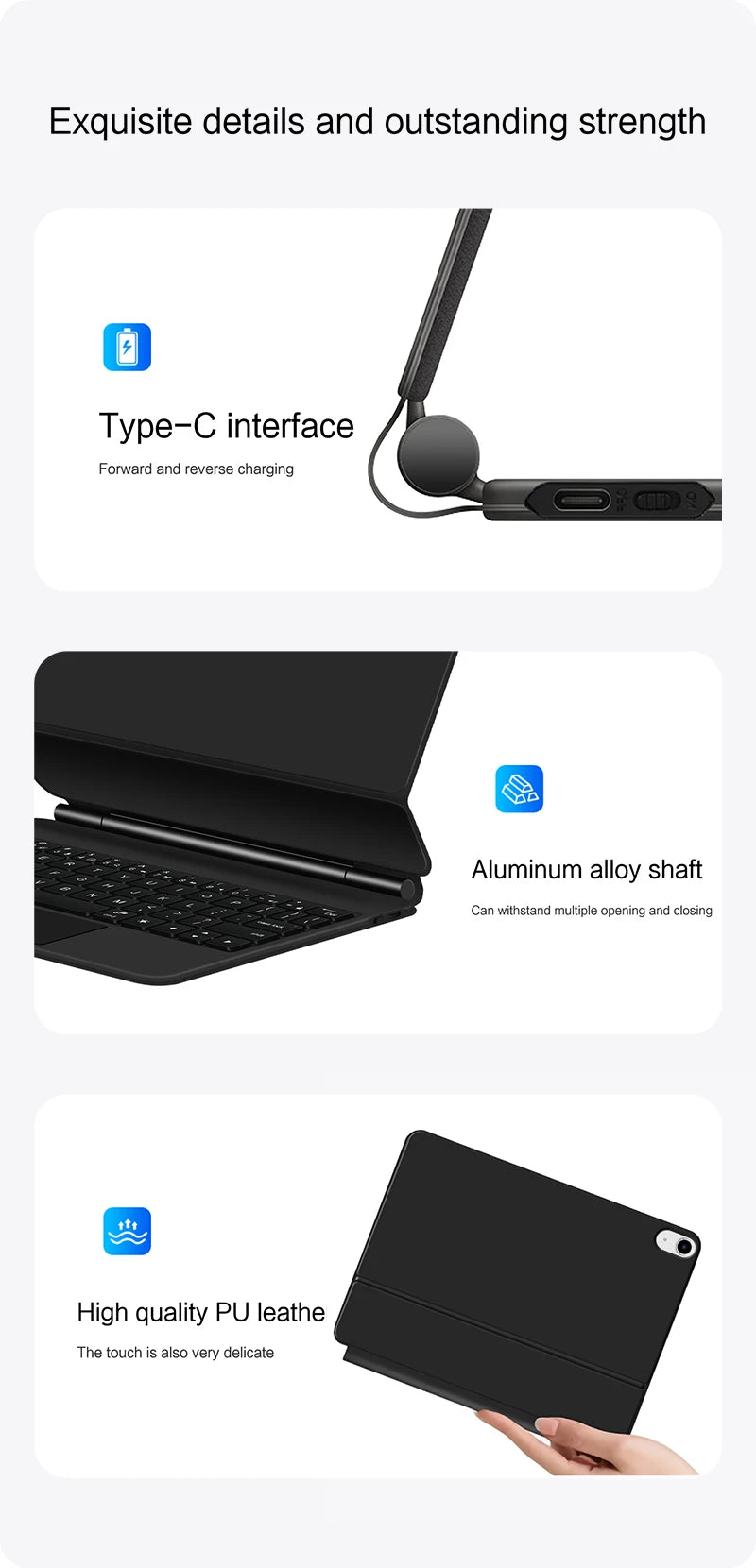 Bluetooth Keyboard Case with Touchpad for iPad Pro, Air & Standard Models