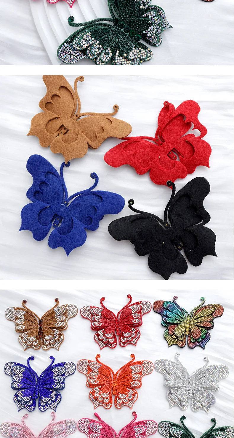 Colored Rhinestone Butterfly Applique for DIY Crafts