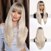 Rose Gold Layered Straight Wig with Bangs