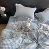Lace Trim Plaid Duvet Cover Set with Pillowcases