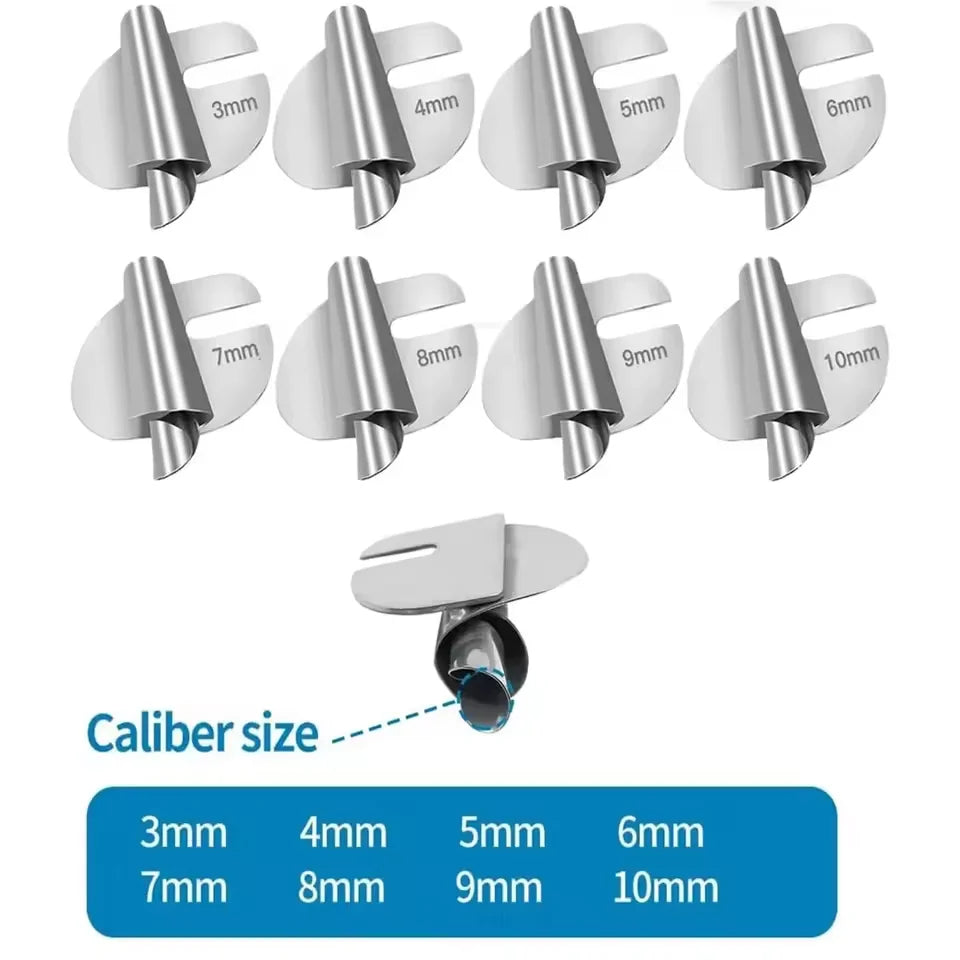 A set of universal rolled hemmer presser feet in various sizes from 3mm to 10mm.