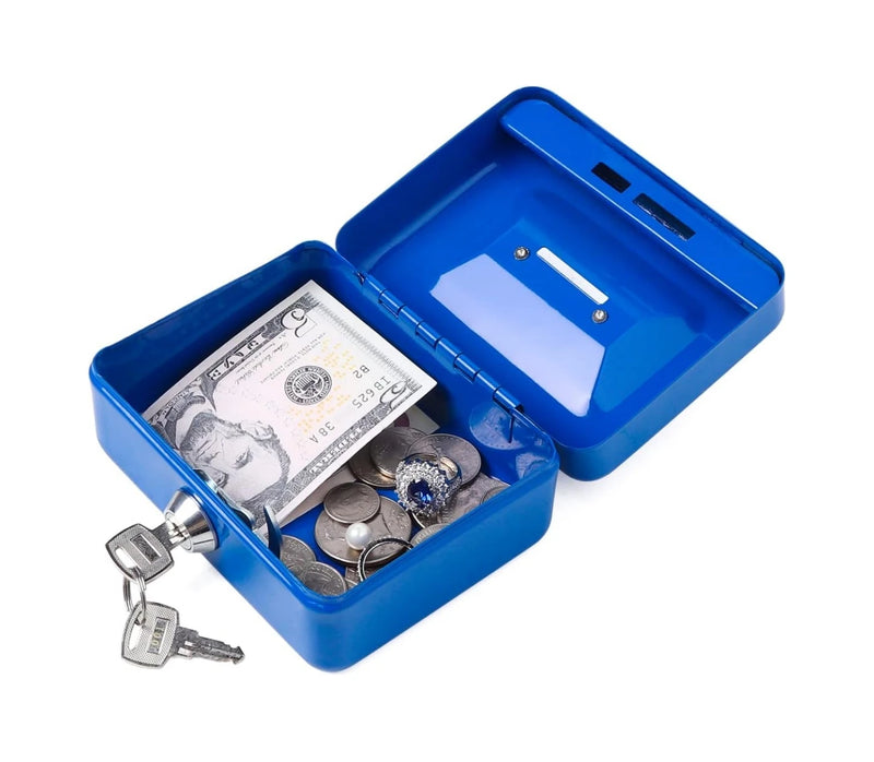 Compact Metal Key-Lock Money Box