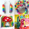 Assortment of colorful pony beads and letter beads used for crafting bracelets