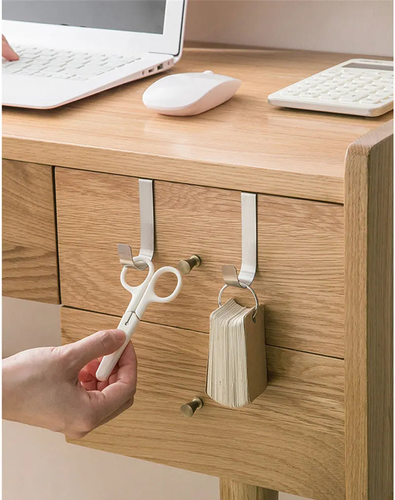 Stainless Steel Over-the-Door Hooks for Kitchen and Bathroom Storage