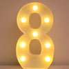 A glowing yellow LED letter night light shaped like the number 8, displayed on a surface.