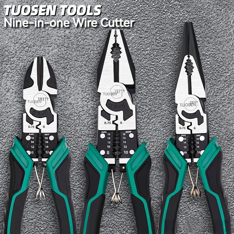 9-in-1 Multifunctional Wire Stripping Pliers with Crimping Action