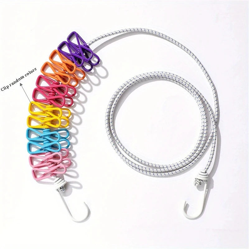 Portable Retractable Travel Clothesline with 12 Clothespins