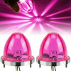 Zwei rosa Wassermelonen-LED-Markierungslichter mit silbernen Sockeln vor violettem Hintergrund