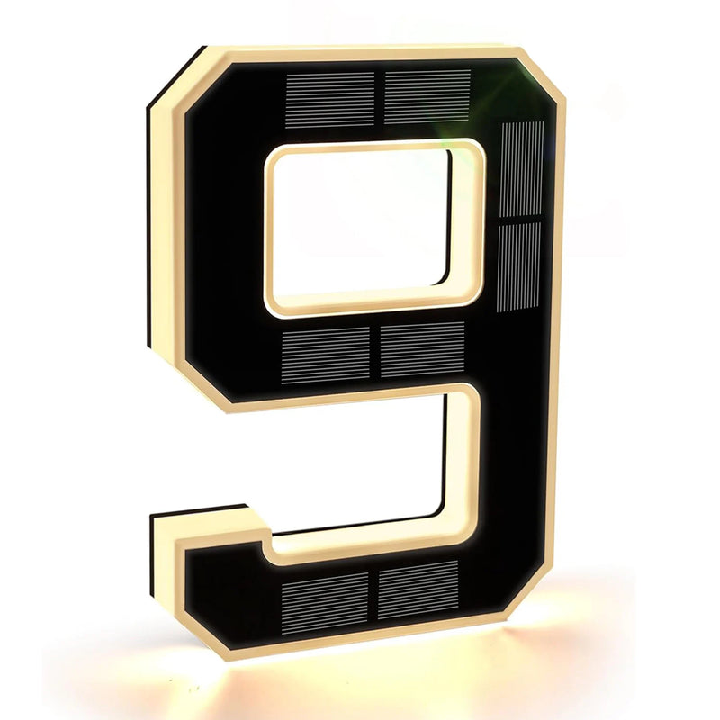 Modern Solar-Powered LED House Number Sign